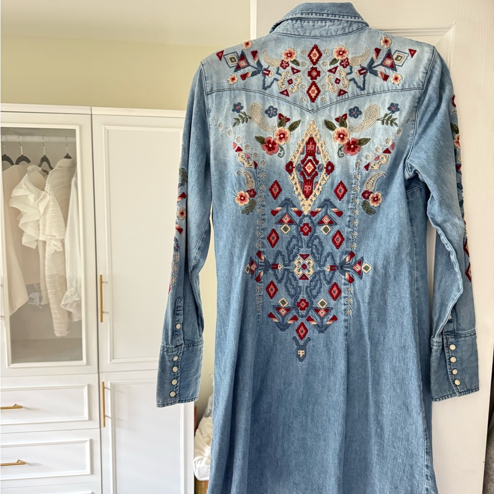 Stetson denim shirt dress embroidered